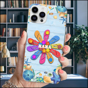 Personalized Grandma Mom Flip Flops Flower Summer Beach Hawaii-Phone case