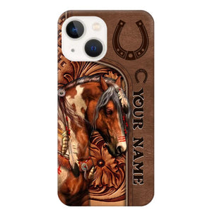 Horse Love Leather Pattern Personalized Phone Case