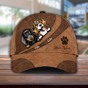 Dog Brown Curves And Paw Personalized Classic Cap, Personalized Gift for Dog Lovers, Dog Dad, Dog Mom - CP035PS07