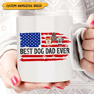 Personalized Best Dog Dad / Dog Mom Ever Paw Flag Dog Mug
