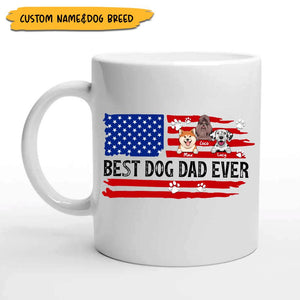 Personalized Best Dog Dad / Dog Mom Ever Paw Flag Dog Mug