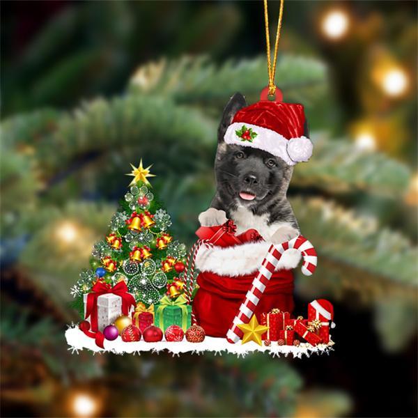 American Akita Snow Bag Dog Christmas Ornament