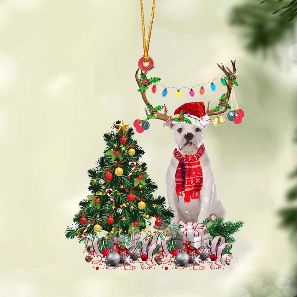 American Bulldog 2-Christmas Tree Gift Hanging Ornament