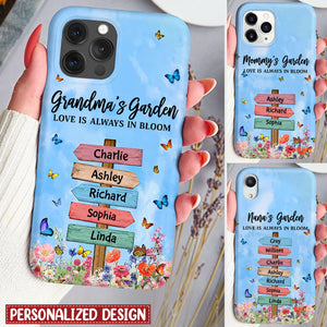 Grandma Mom's Garden Butterfly Kids, Love Is Always In Bloom Personalized Phone Case