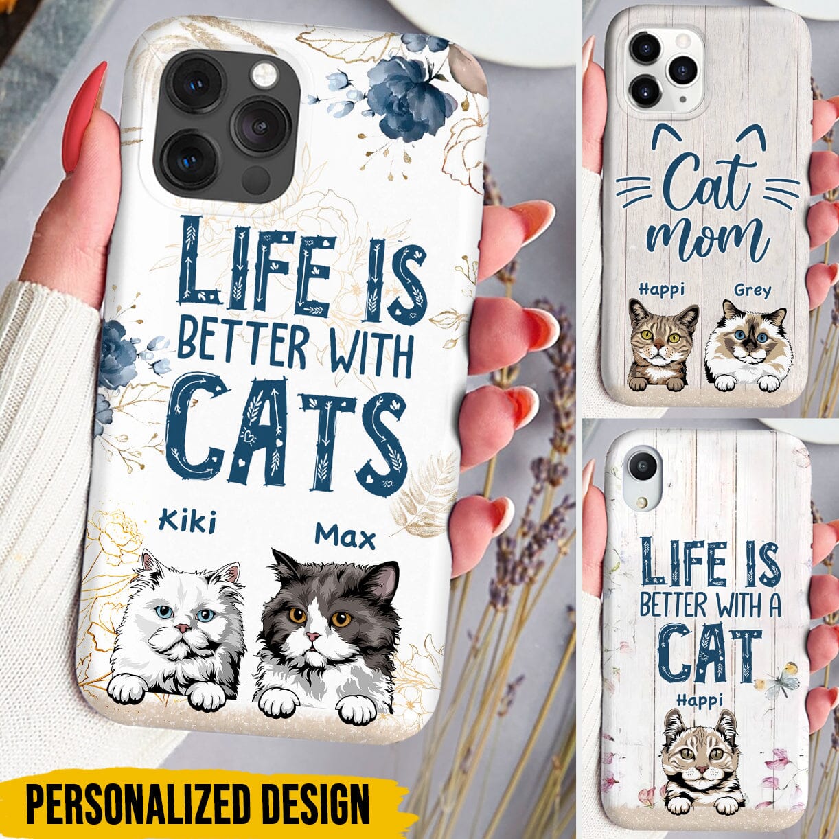 Life is better with cats Personalized Phone case