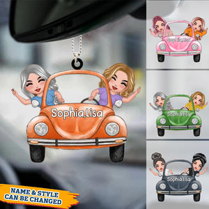 Doll Besties In Car Personalized- Car Hang Ornament