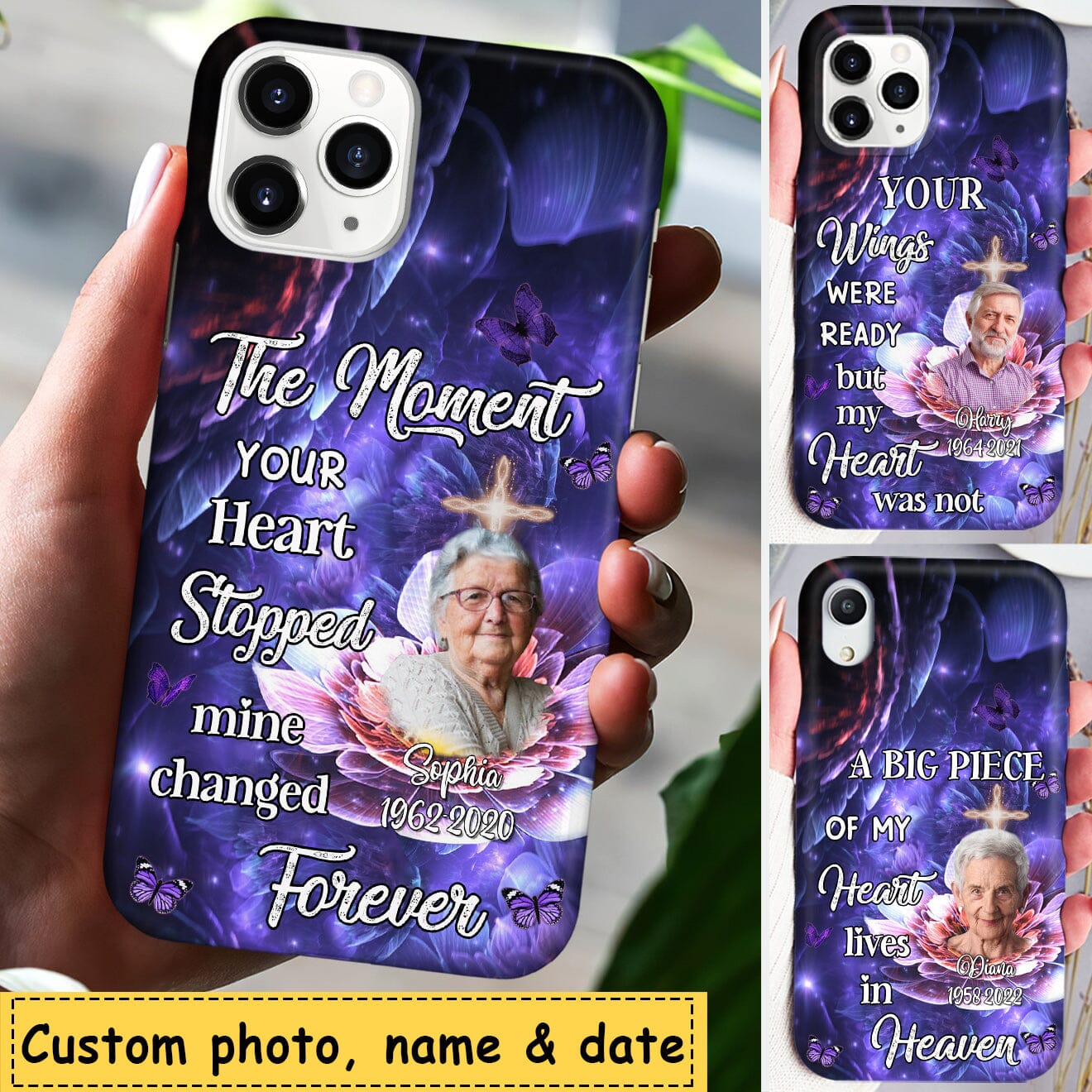 The moment your heart stopped mine changed forever Unique Memorial Flower Personalized Phone case