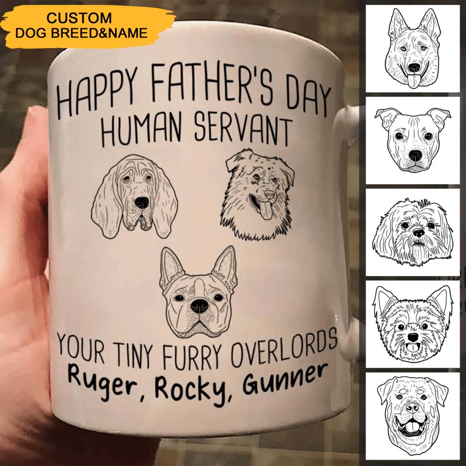 Happy Father‘s Day Human Servant Dog Head Outline Personalized Mug