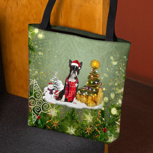 Boston Terrier Merry Christmas Tote Bag