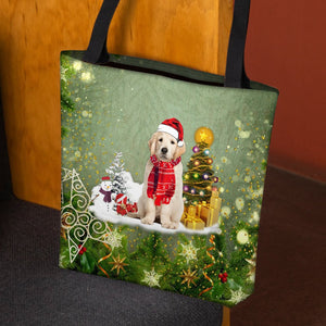Golden retriever Merry Christmas Tote Bag