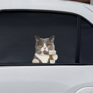 Good Morning - British Shorthair Cat Car/ Door/ Fridge/ Laptop Sticker V2