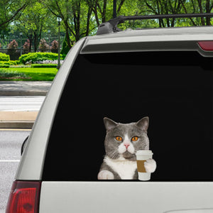Good Morning - British Shorthair Cat Car/ Door/ Fridge/ Laptop Sticker V2