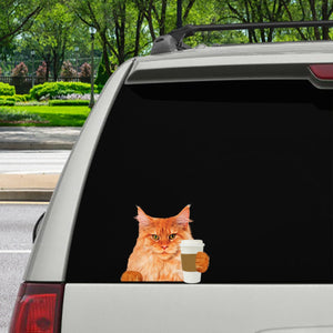 Good Morning - Maine Coon Cat Car/ Door/ Fridge/ Laptop Sticker V1