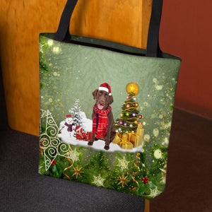 Chocolate Labrador Retriever Merry Christmas Tote Bag