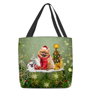 Pomeranian Merry Christmas Tote Bag