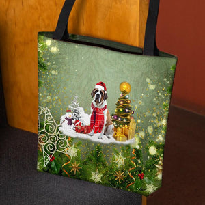 Saint Bernard Merry Christmas Tote Bag
