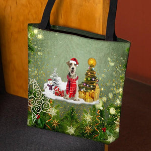 fox terrier Merry Christmas Tote Bag