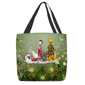 greyhound Merry Christmas Tote Bag
